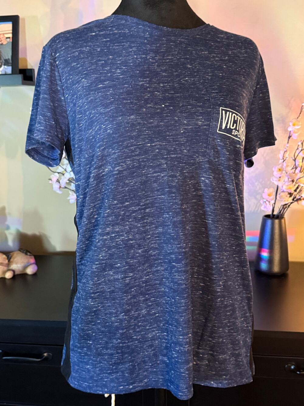 Victoria's Secret Sport Pocket T-shirt Blue Size Small